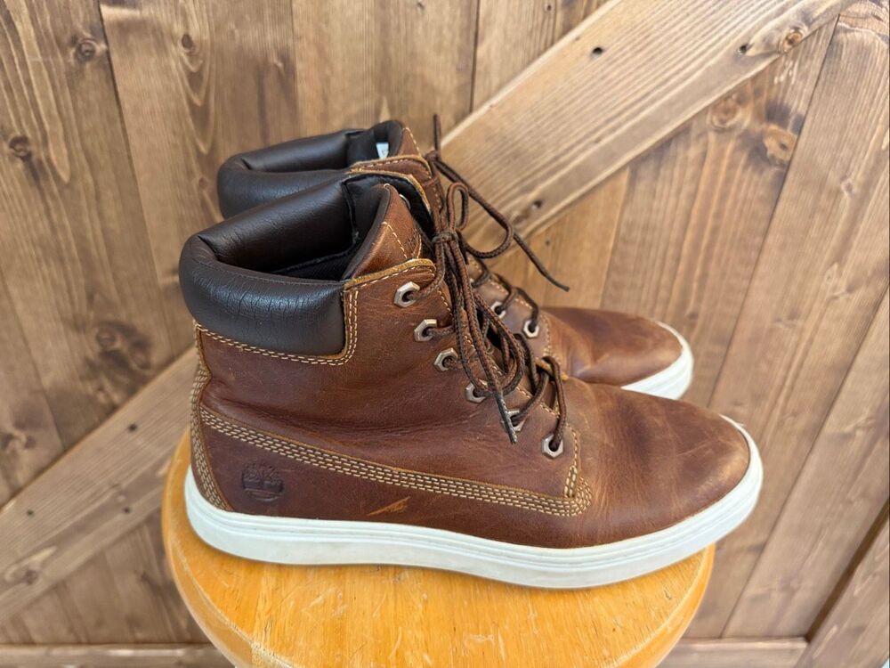 Timberland Women’s Brown Leather High Top Sneaker Boots Size 8.5